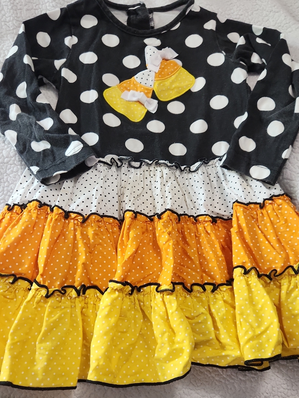 Ricrac & Ruffles Candy Corn Halloween Dress Size 4T